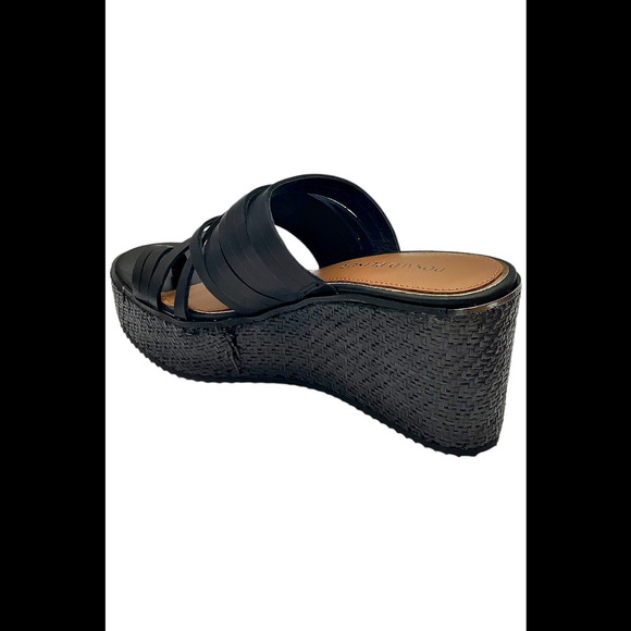 Donald Pliner Women's Ithaca Calf Slip-On Wedge Sandals Black - Medium - Picture 3 of 3